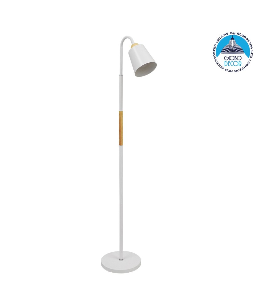 GLOBOSTAR® RIBBON 01586 Μοντέρνο Επιδαπέδιο Φωτιστικό με Ντουί 1 x E27 AC 220-240V IP20 - Λευκό & Μπεζ - Μ13 x Π13 x Υ164cm